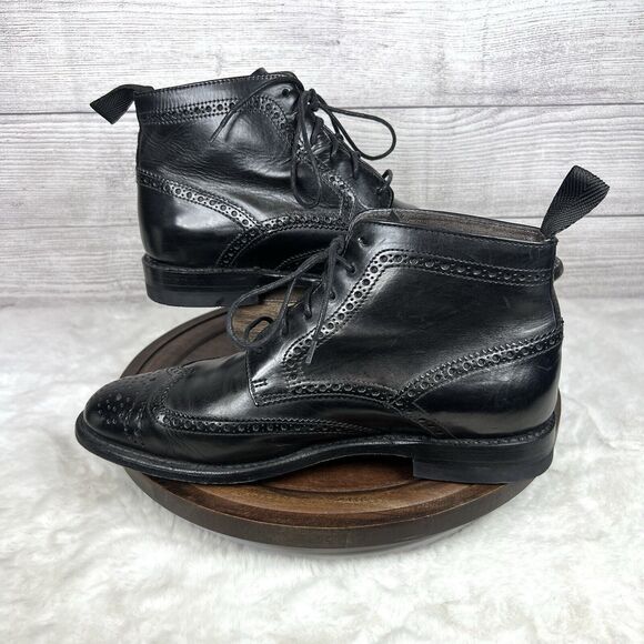 Sendra Leather Brogue Ankle Boots 10742 Sz 42 US 9 Black Dress Preppy Men Italy main image 5